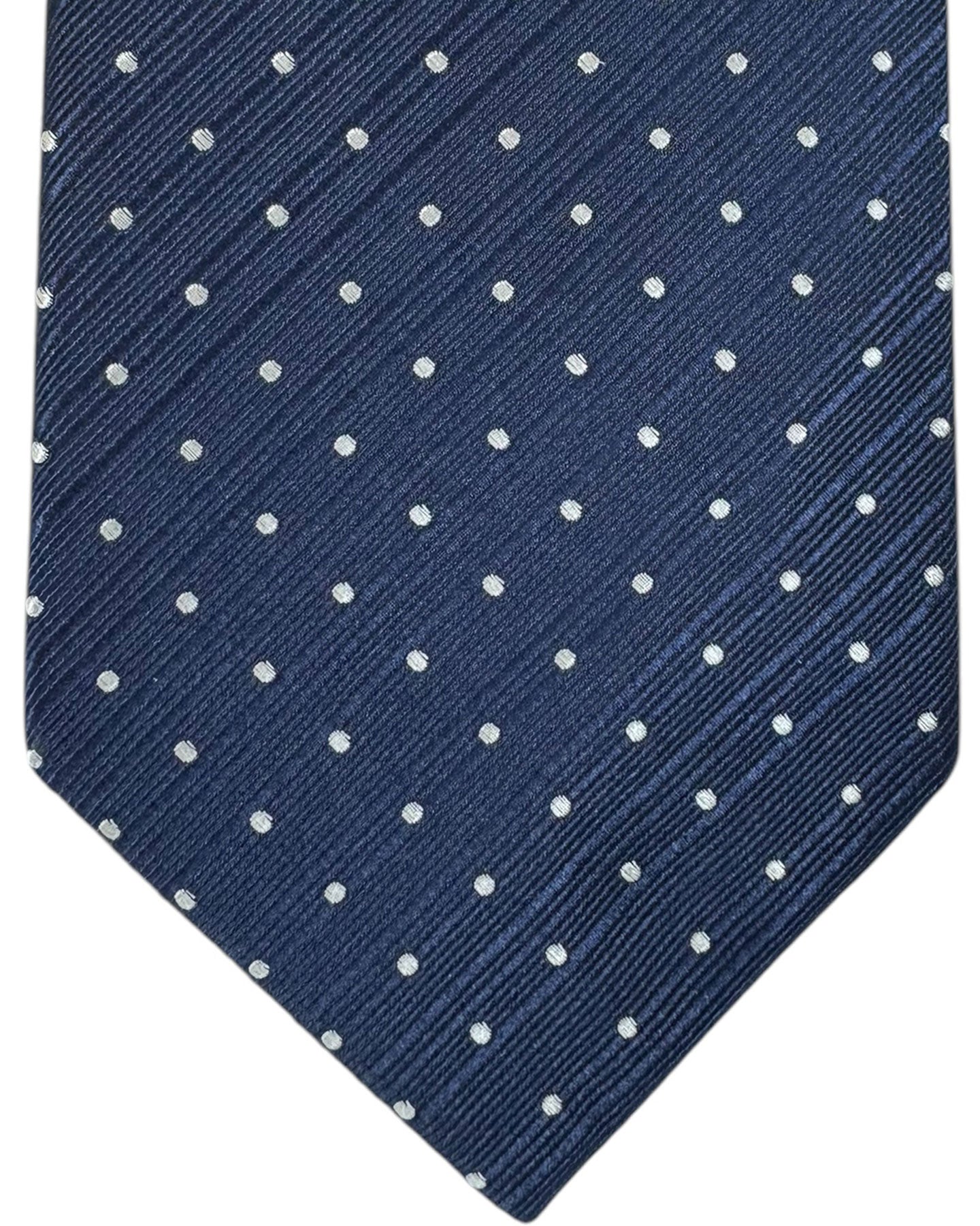 Tom Ford Tie Dark Blue Silver Dots - Wide Necktie