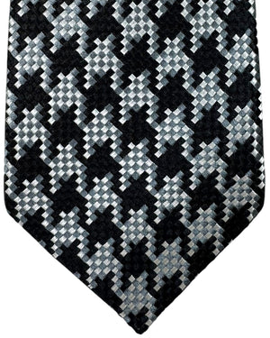 Tom Ford Tie Black Gray Silver Large Houndstooth - Wide Necktie