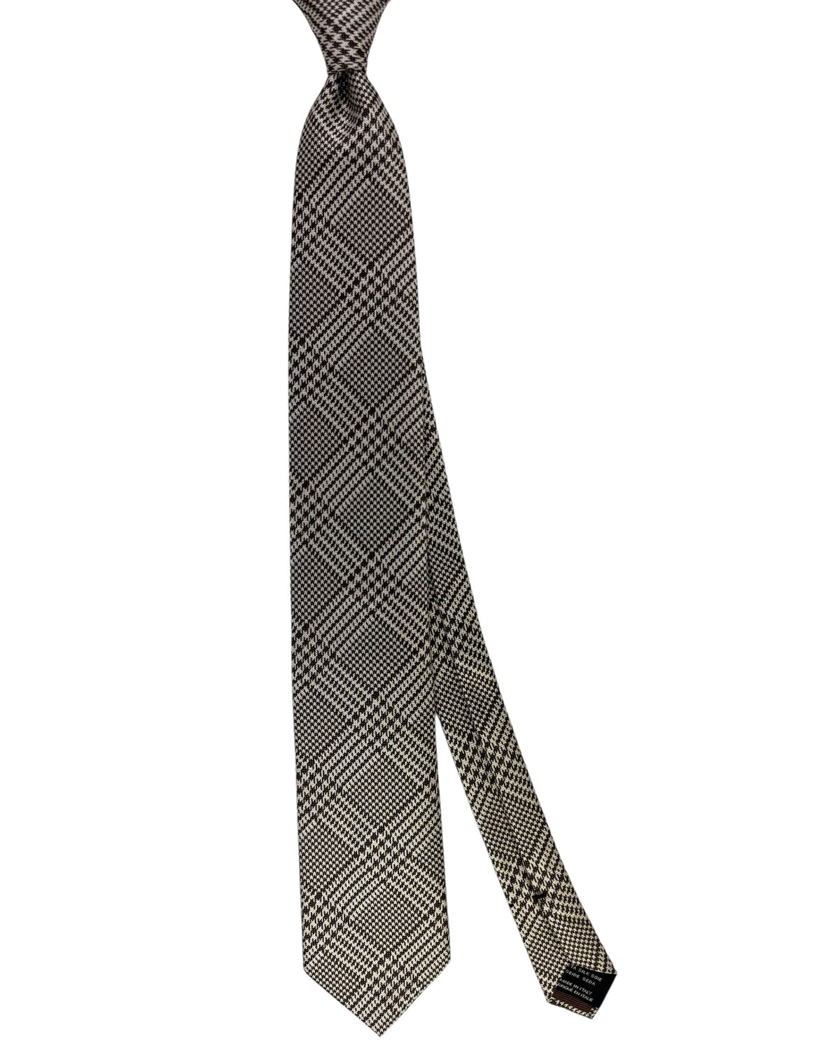 Tom Ford Silk Tie Brown Beige Check Plaid