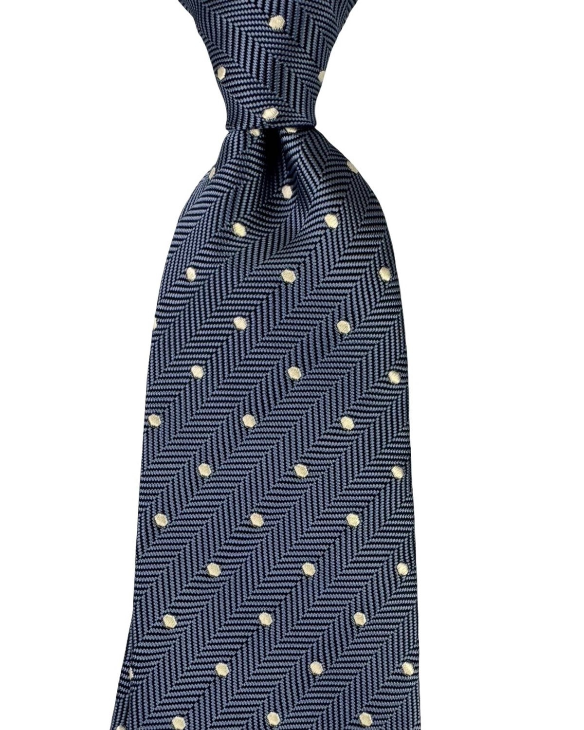 Tom Ford Silk Tie Blue Silver Polka Dots