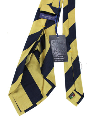 Massimo Valeri 11 Fold Tie Mustard Navy Stripes - Elevenfold Necktie