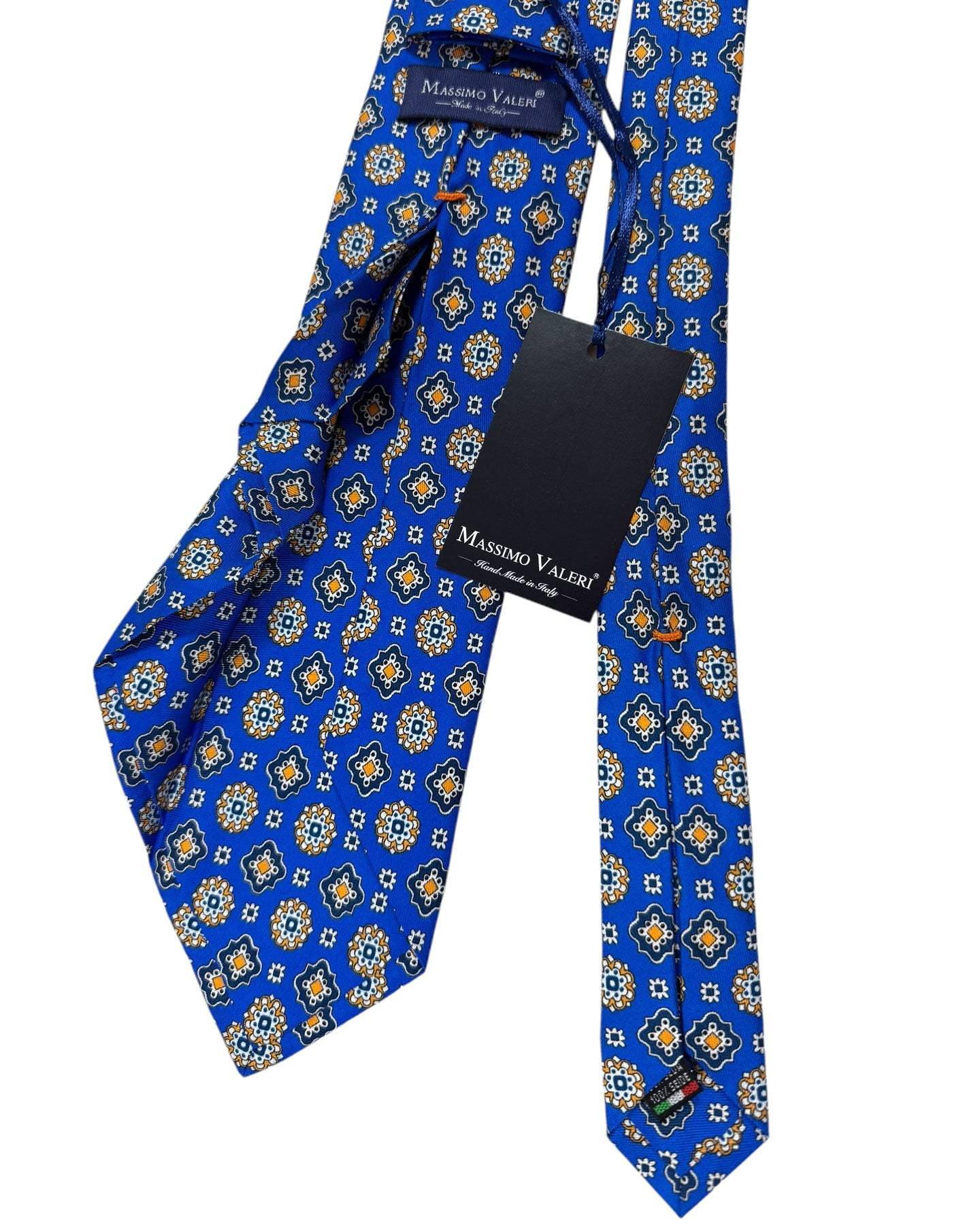 Massimo Valeri 11 Fold Tie Royal Blue Medallion