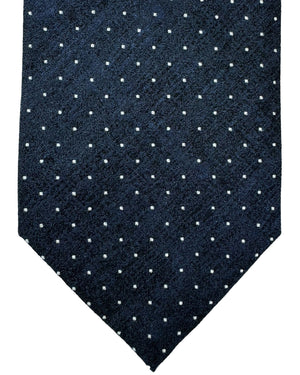 Massimo Valeri 11 Fold Tie Midnight Blue Black Silver Micro Squares - Elevenfold Necktie