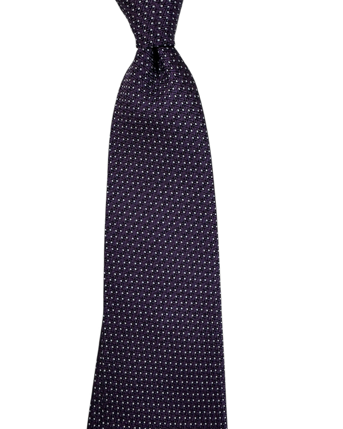 Massimo Valeri Extra Long Tie Purple Silver Micro Dots - Hand Made In Italy