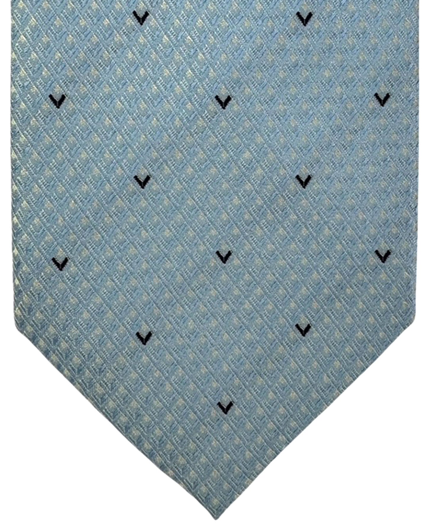 Valextra Silk Tie Sky Blue Design - Luxury Wide Necktie