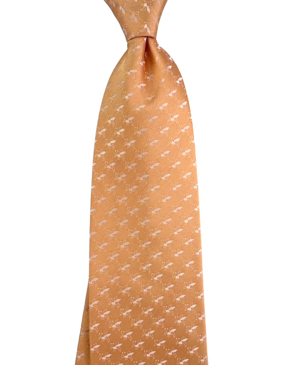 Valextra Silk Tie Peach Bee Motif - Wide Necktie