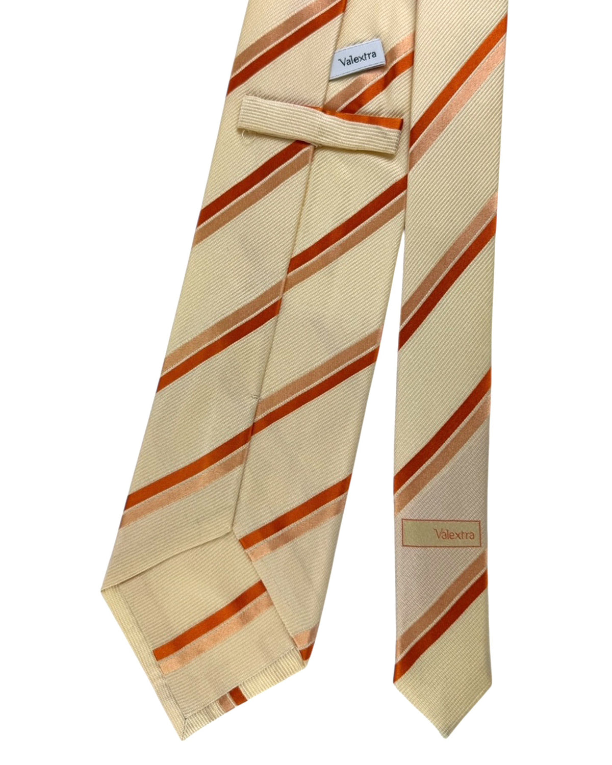 Valextra Silk Tie Peach Creram Stripes - Wide Necktie FINAL SALE