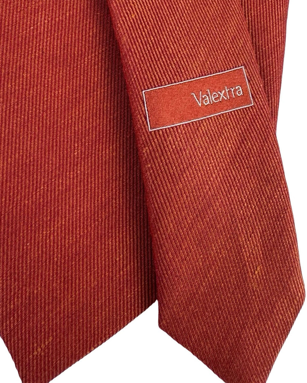 Valextra Silk Tie Rust Orange Solid - Wide Necktie