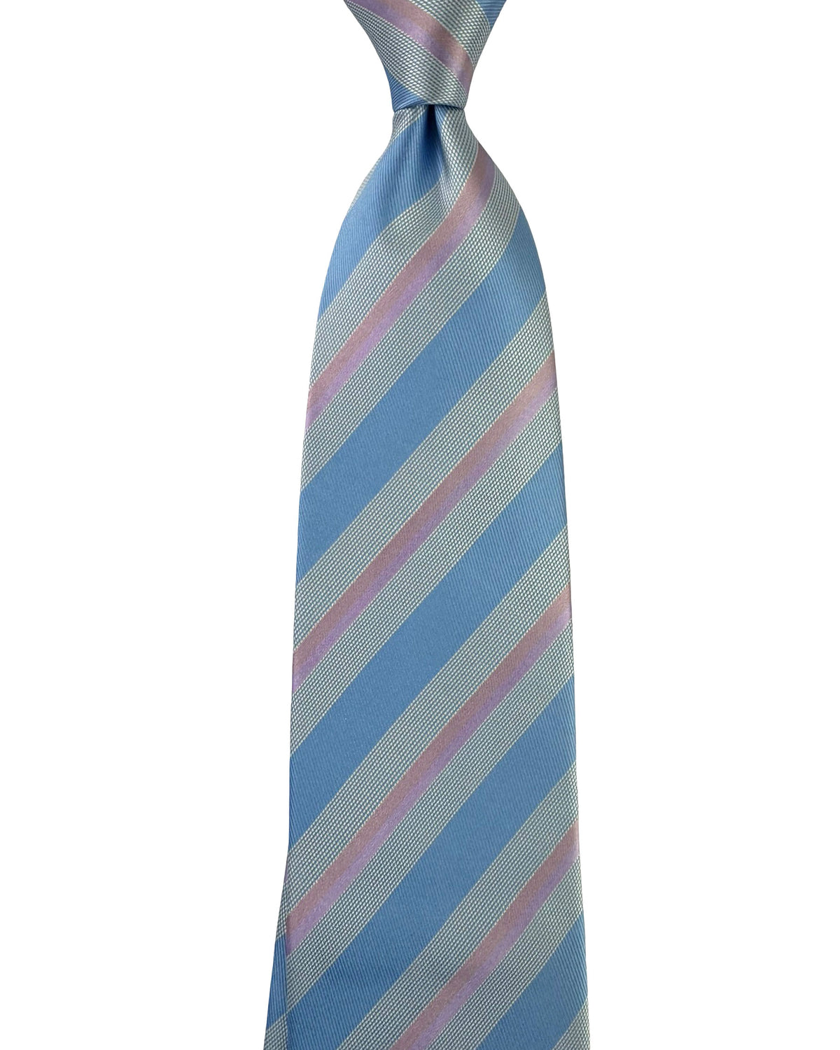 Valextra Silk Tie Blue Lilac Stripes Design - Wide Necktie