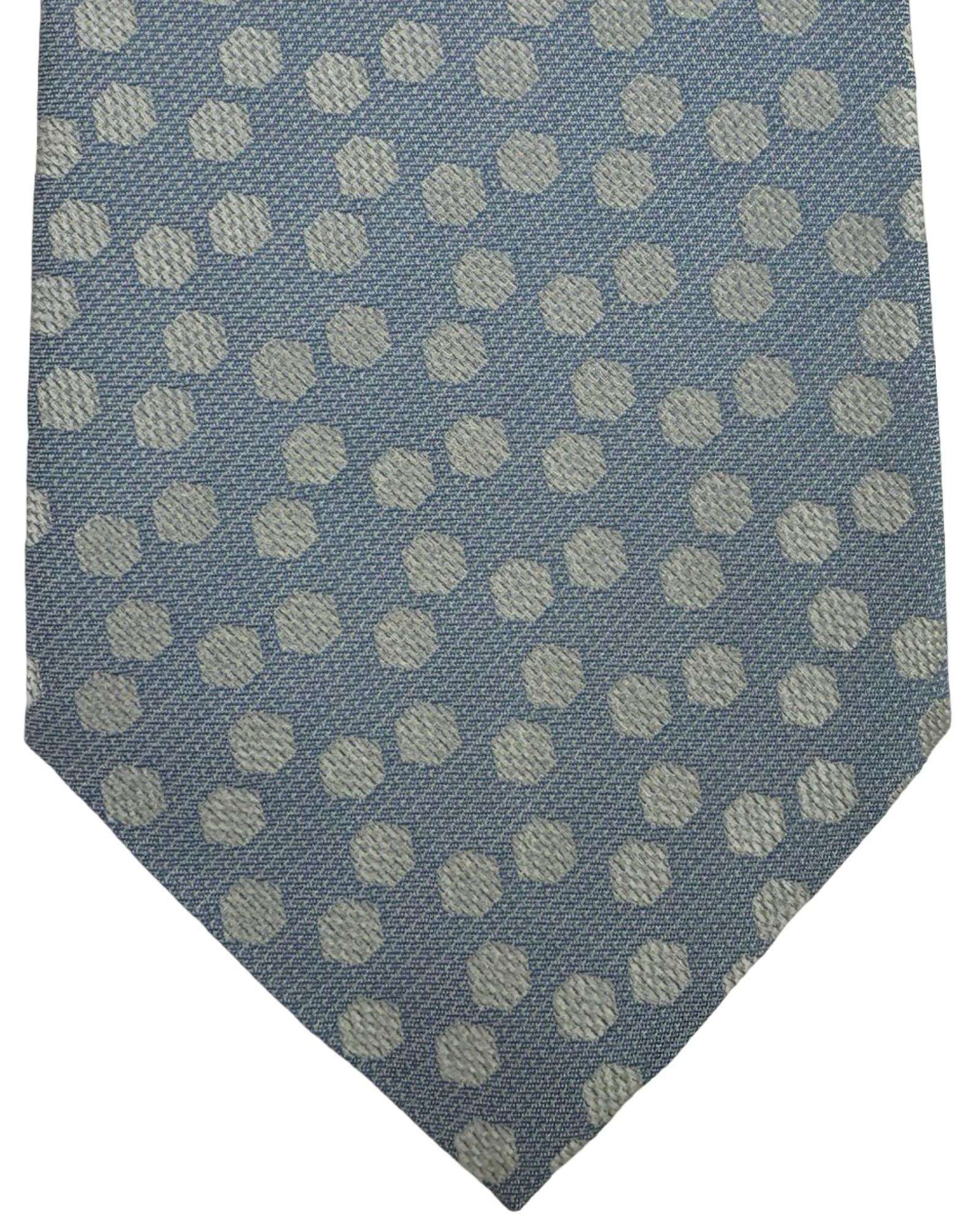 Valextra Silk Tie Blue Gray Silver Hexagon Design - Wide Necktie