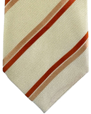 Valextra Silk Tie Sand-Silver Pink Stripes - Wide Necktie
