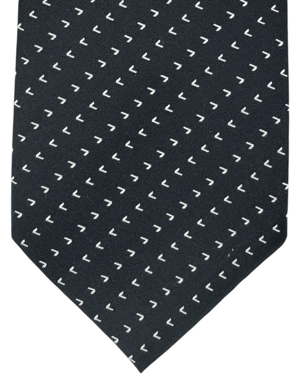 Valextra Silk Tie Navy With White Directional Arrows - Wide Necktie