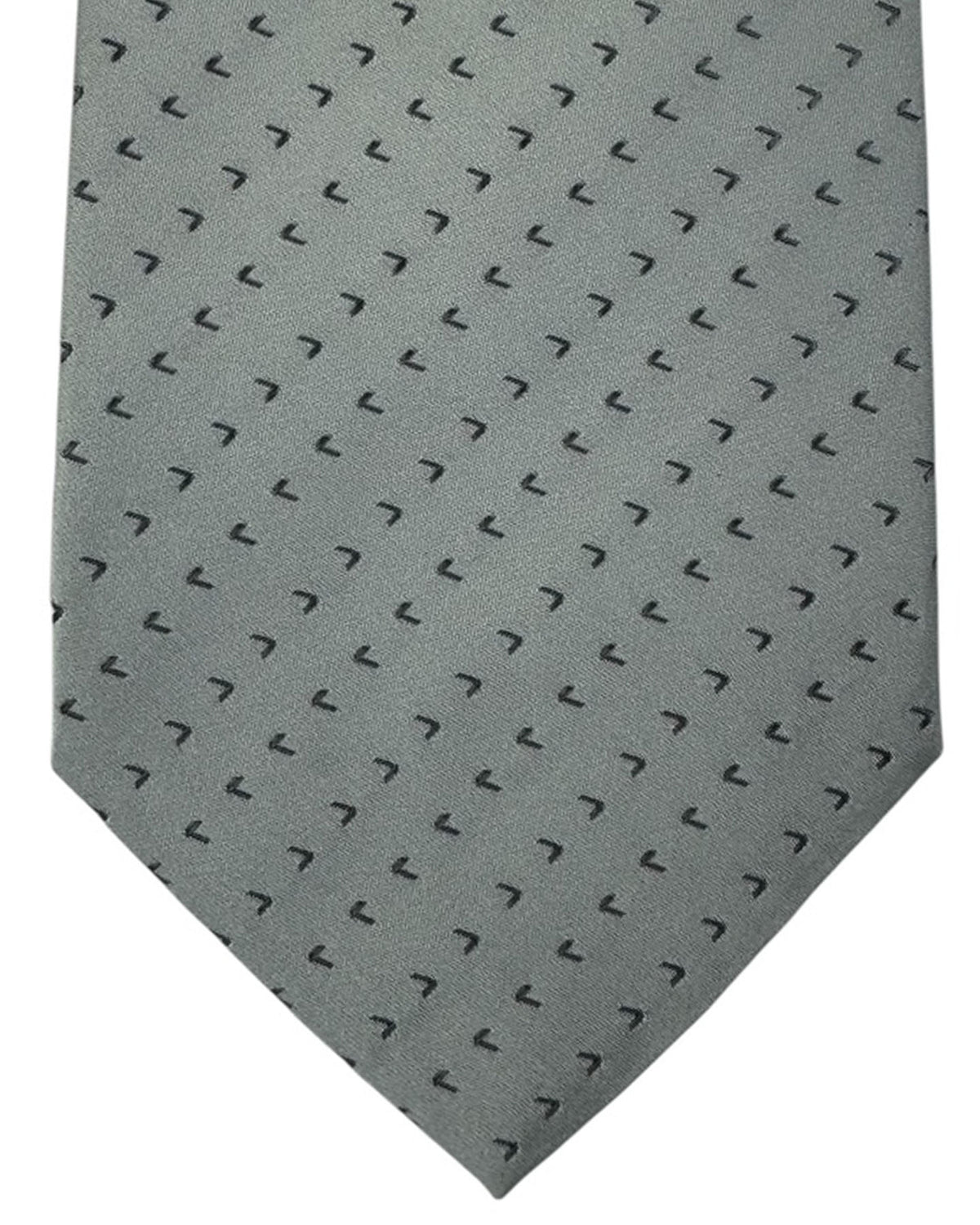 Valextra Silk Tie Gray With Black Directional Arrows - Wide Necktie