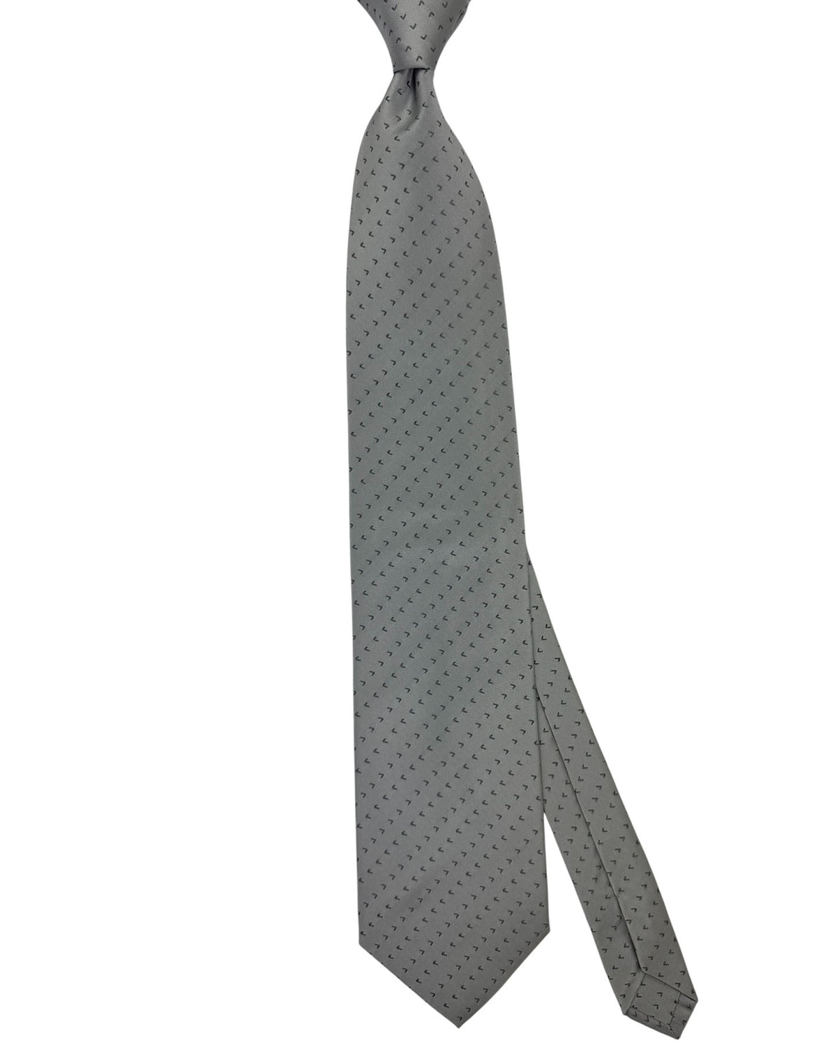 Valextra Silk Tie Gray With Black Directional Arrows - Wide Necktie