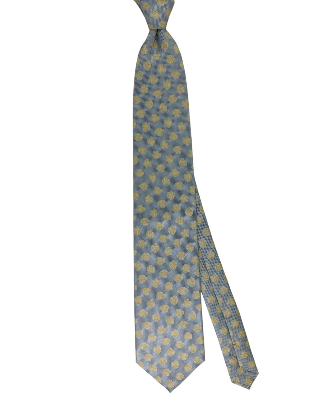 Valextra Silk Tie Light Blue Chartreuse Scallop Pattern - Wide Necktie