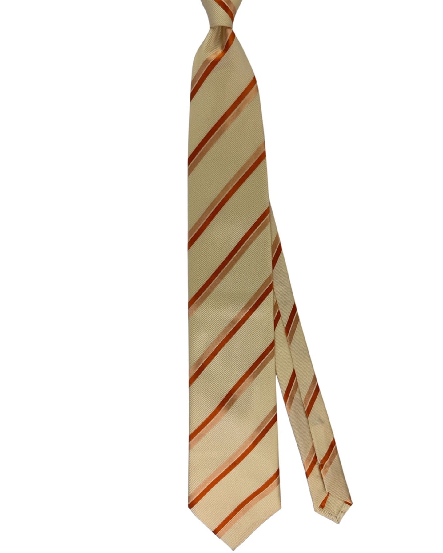 Valextra Silk Tie Sand-Silver Pink Stripes - Wide Necktie