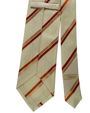 Valextra Silk Tie Ivory Tan Orange Stripe - Wide Necktie