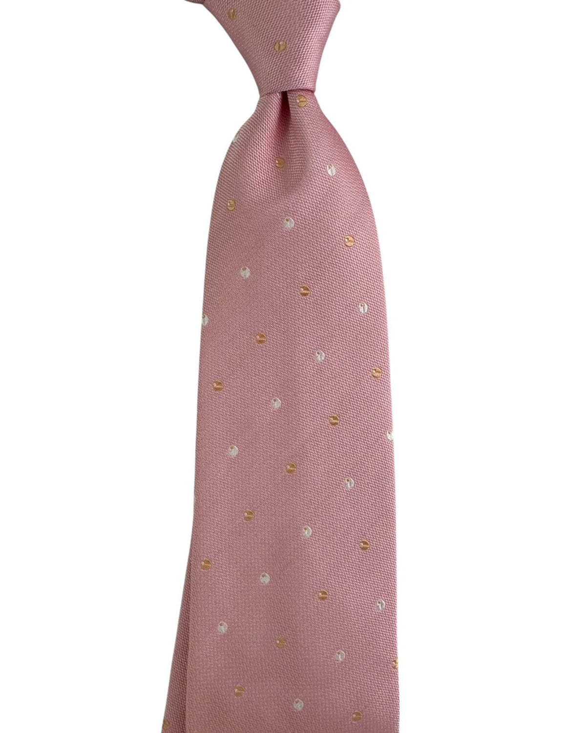 Valextra Silk Pink Polka Dot Design - Wide Necktie