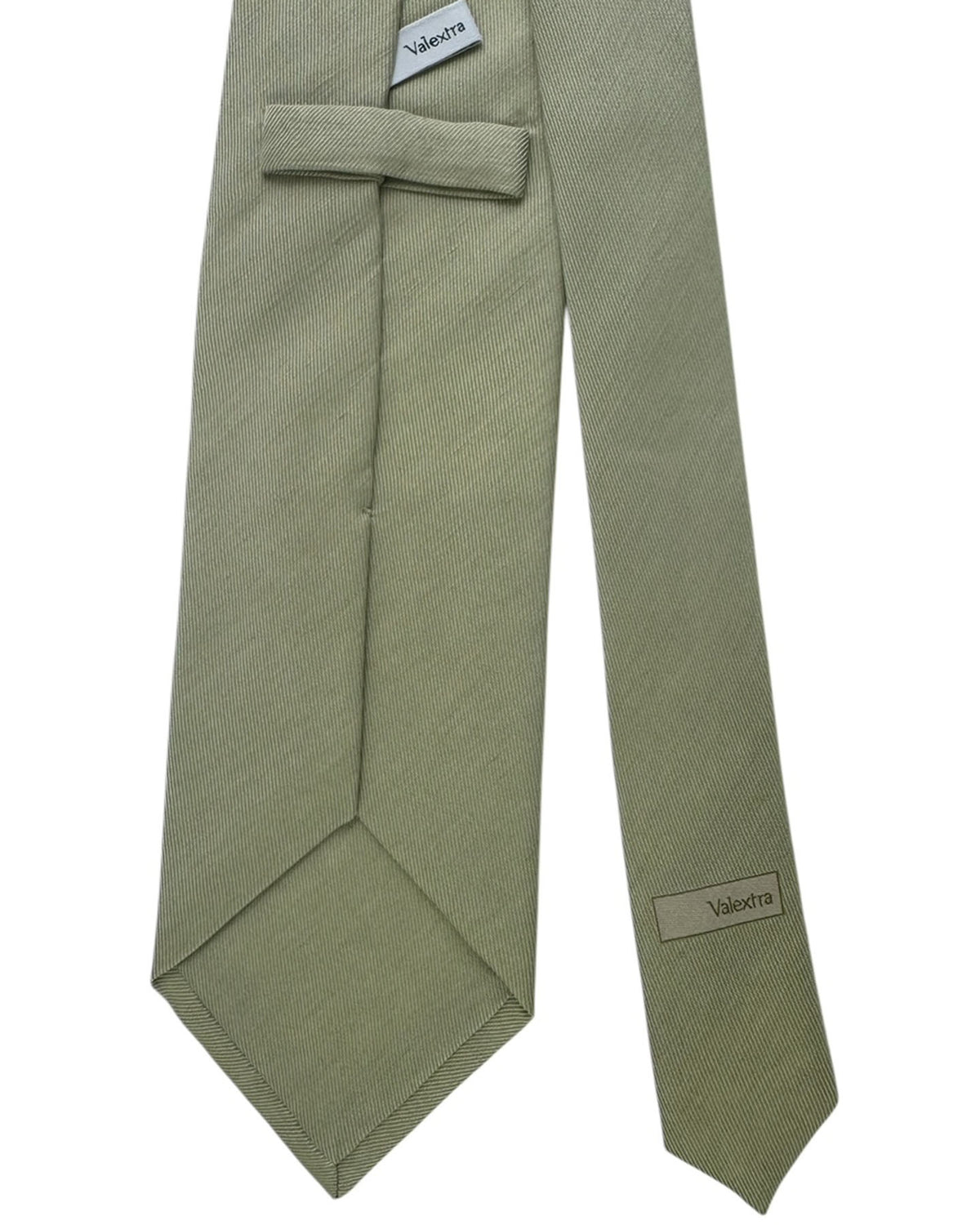 Valextra Silk Tie Solid Light Moss Green Design - Wide Necktie