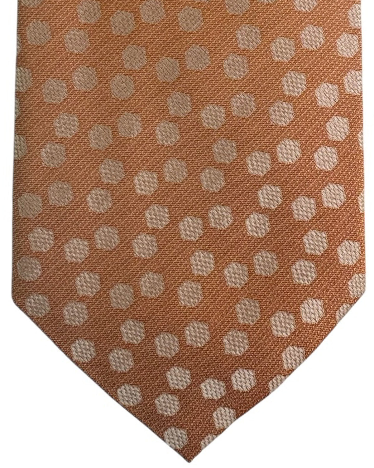 Valextra Silk Tie Peach Silver Polka Dots - Wide Necktie