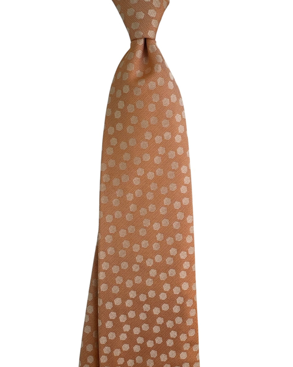 Valextra Tie Peach Silver Polka Dots - Wide Necktie