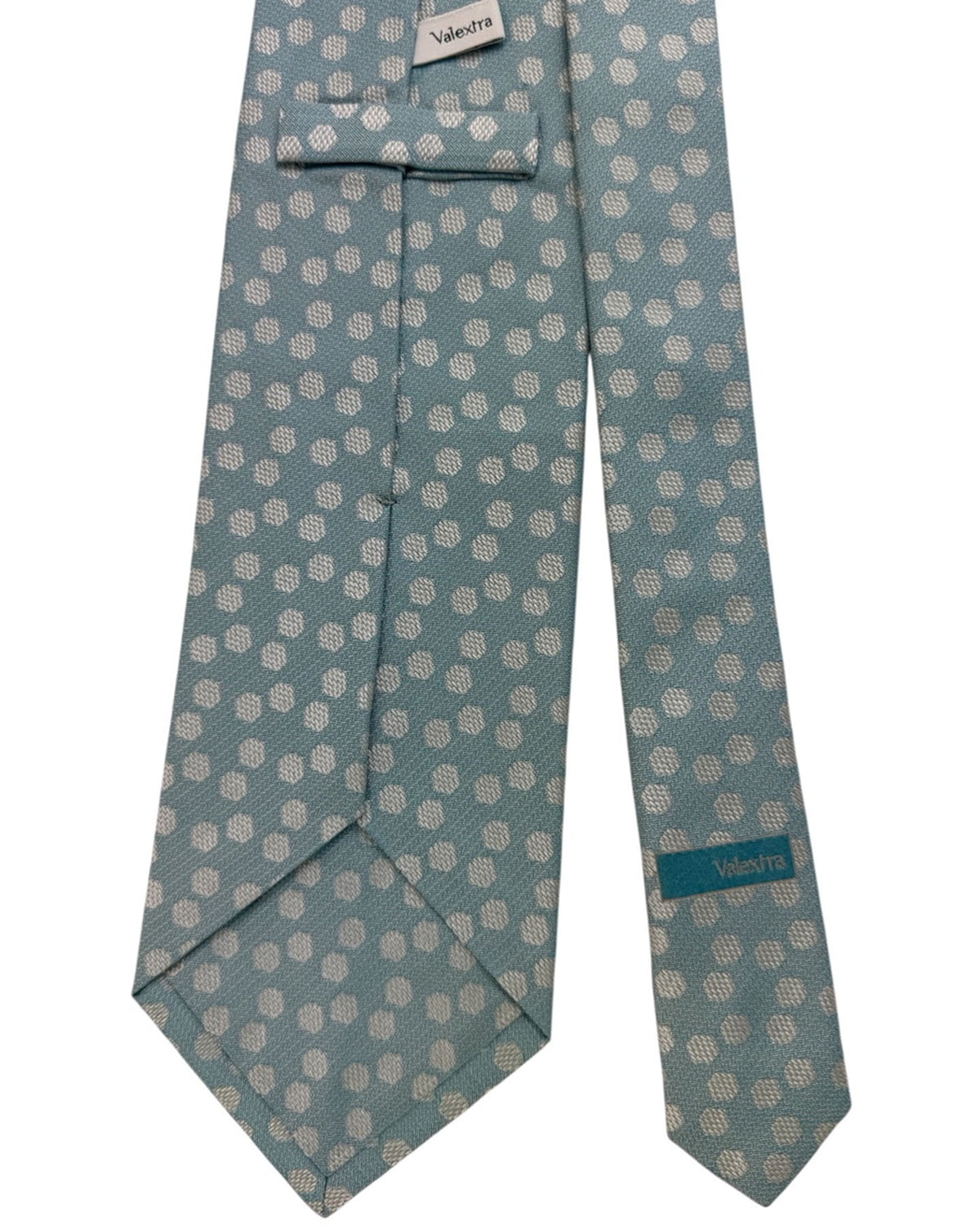 Valextra Silk Tie Blue Gray Silver Hexagon Design - Wide Necktie FINAL SALE