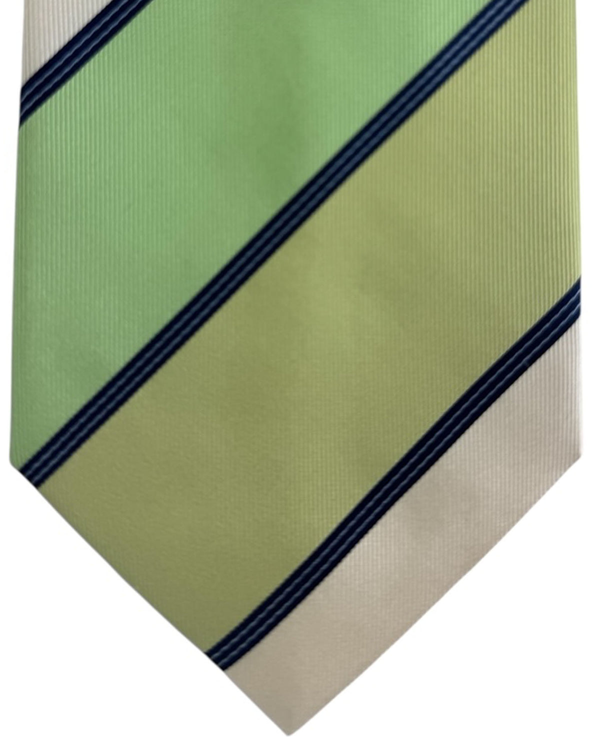 Valextra Tie Lime Green Navy Stripes Design - Wide Necktie FINAL SALE