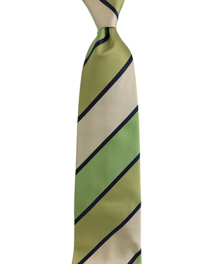 Valextra Tie Lime Green Navy Stripes Design - Wide Necktie SALE