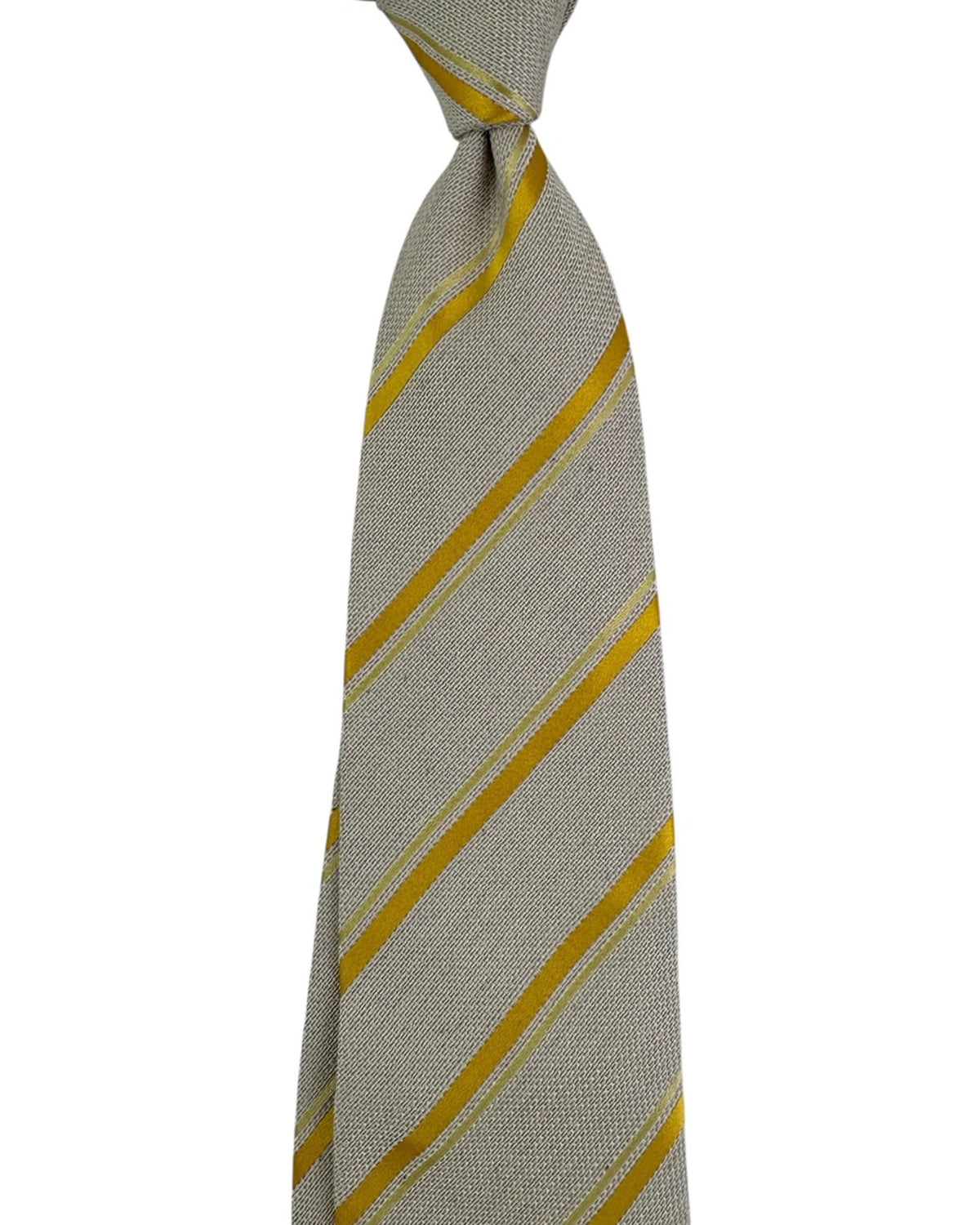Valextra Silk Tie Gray Olive-Gold Stripes - Wide Necktie SALE