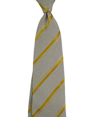 Valextra Silk Tie Gray Olive-Gold Stripes - Wide Necktie SALE