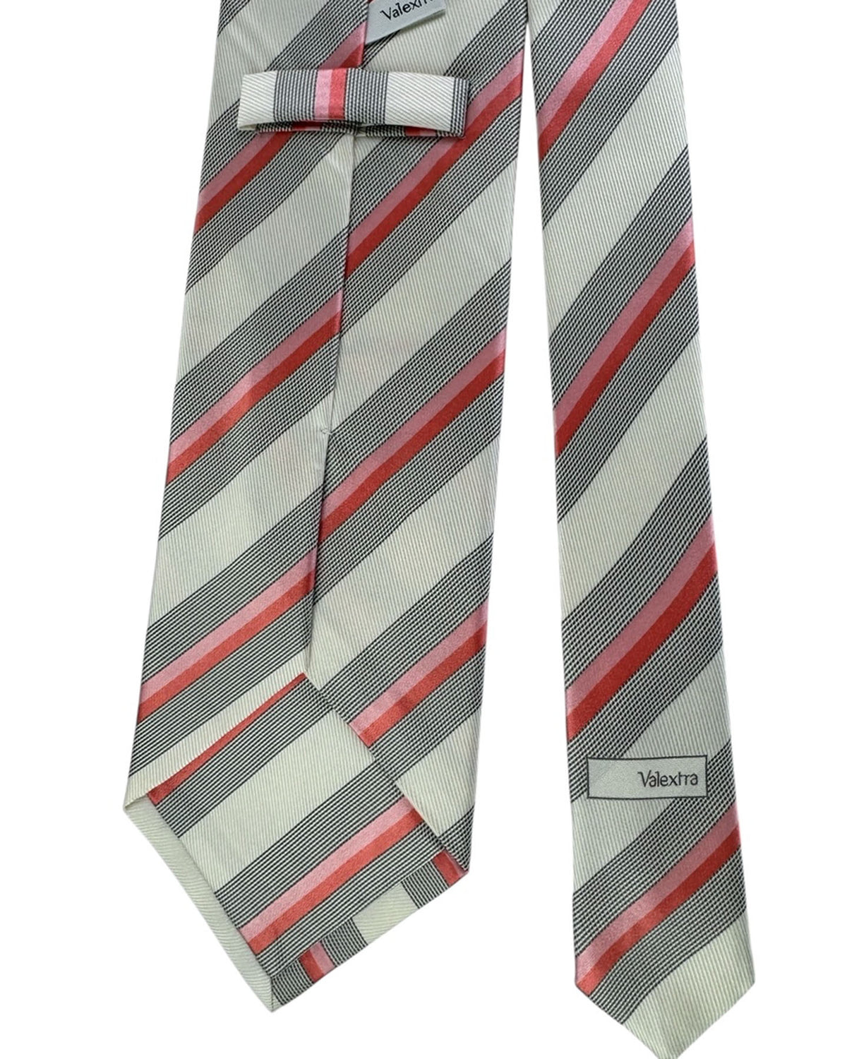 Valextra Silk Tie Pink And Black Stripe - Wide Necktie