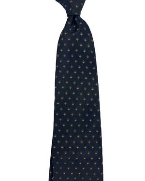 Valextra Silk Tie Black With Orange Emblem - Wide Necktie