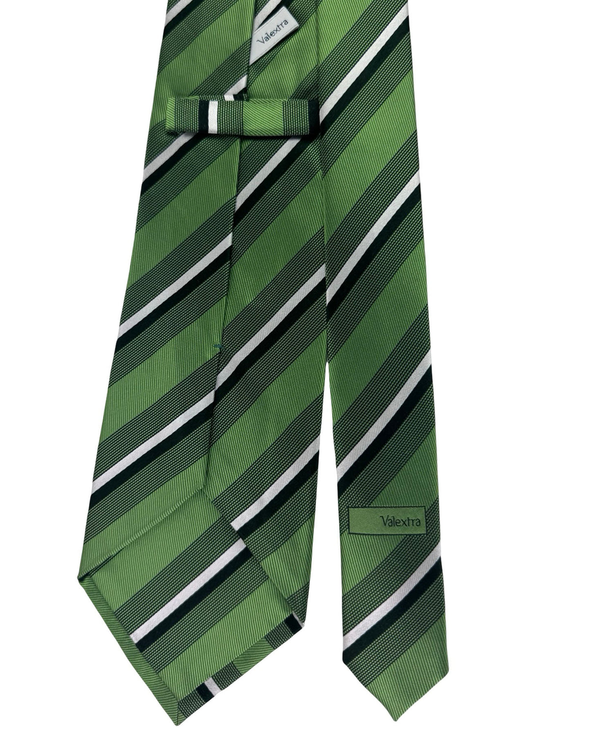 Valextra Silk Tie Green & Black Stripe - Wide Necktie