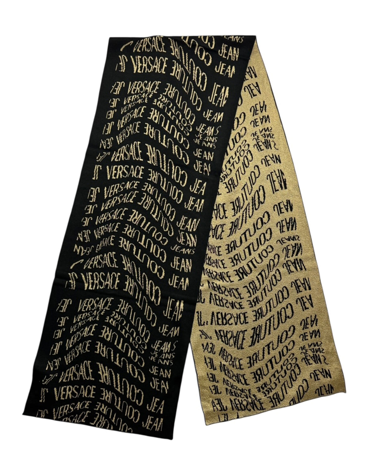 Versace Scarf Black Gold Logo Liquify