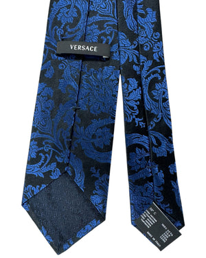 Versace Tie Dark Blue Ornamental Medusa Design