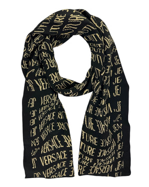 Versace Scarf Black Gold Logo Liquify - Versace Jeans Couture - Fall/ Winter 2025/ 2026 Collection