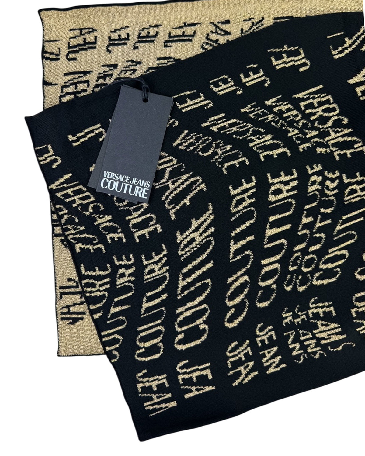 Versace Scarf Black Gold Logo Liquify 