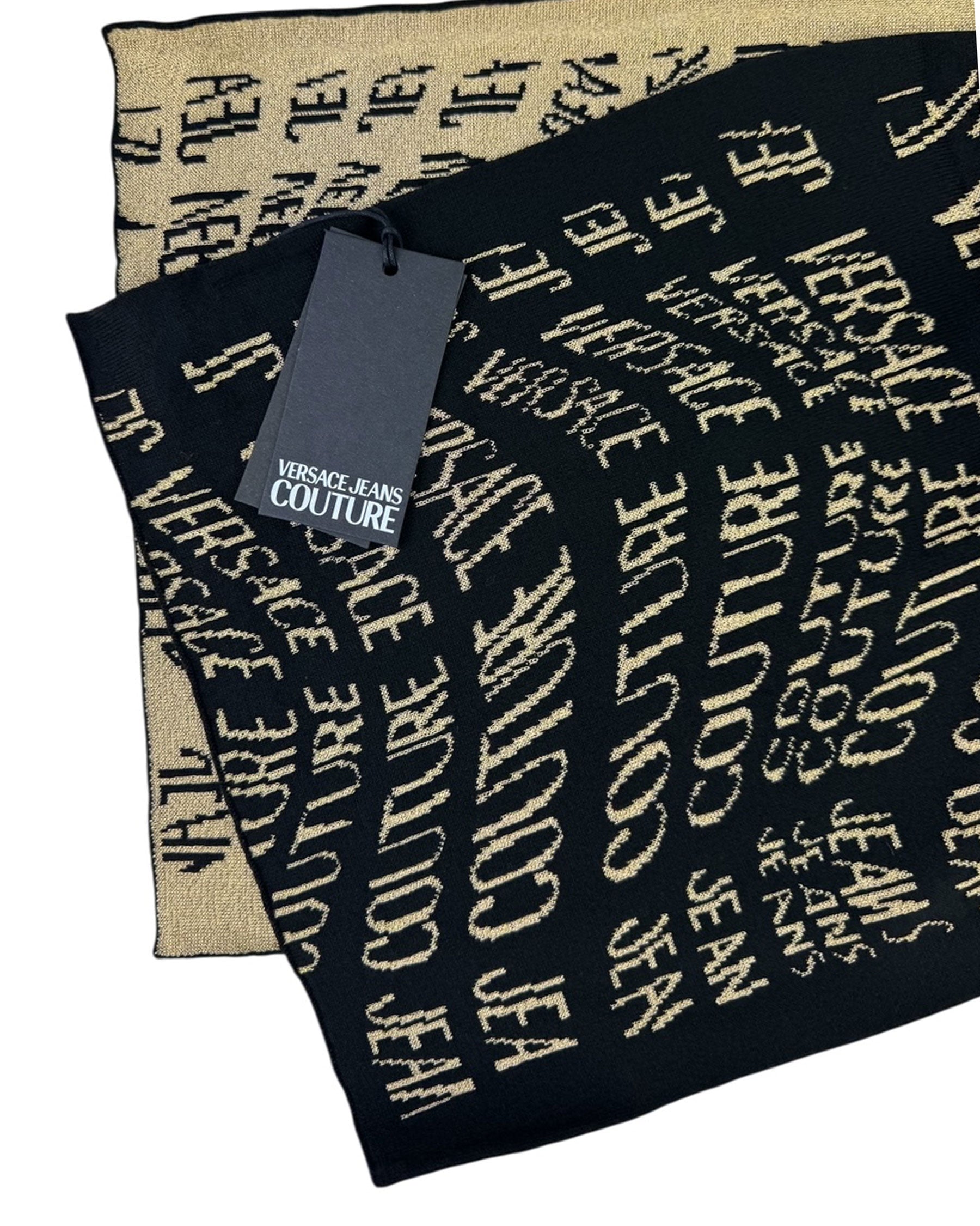 Versace Scarf Black Gold Logo Liquify - Versace Jeans Couture - Fall/ Winter 2025/ 2026 Collection