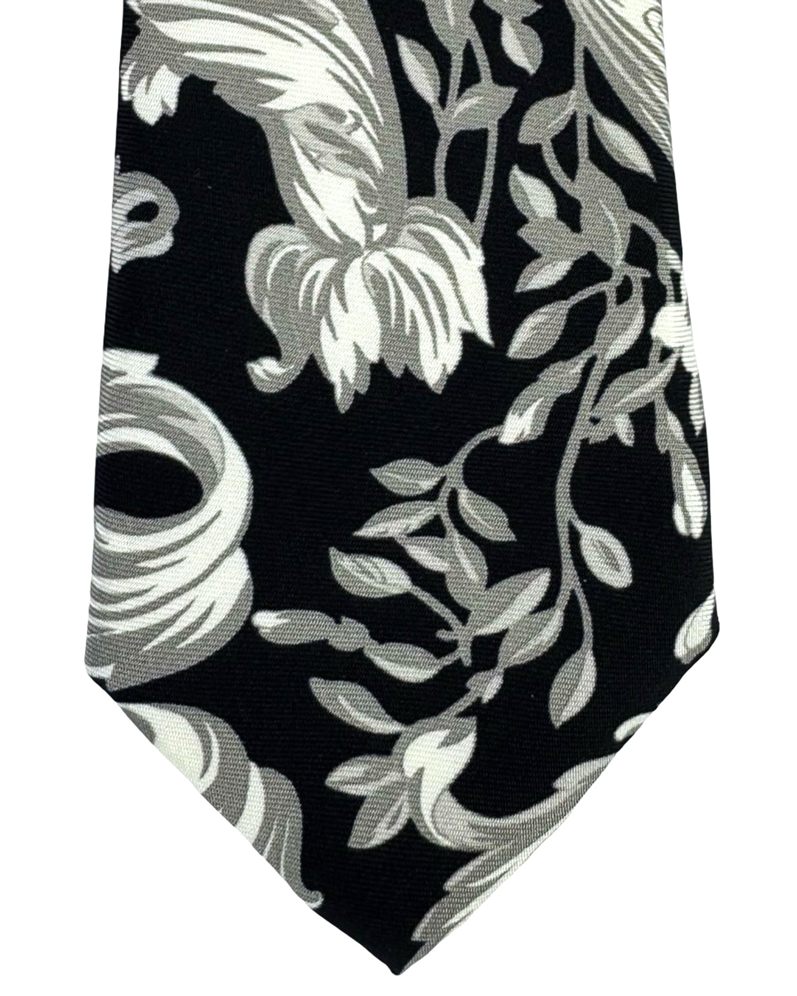 Versace Silk Tie Black Silver Barocco Design