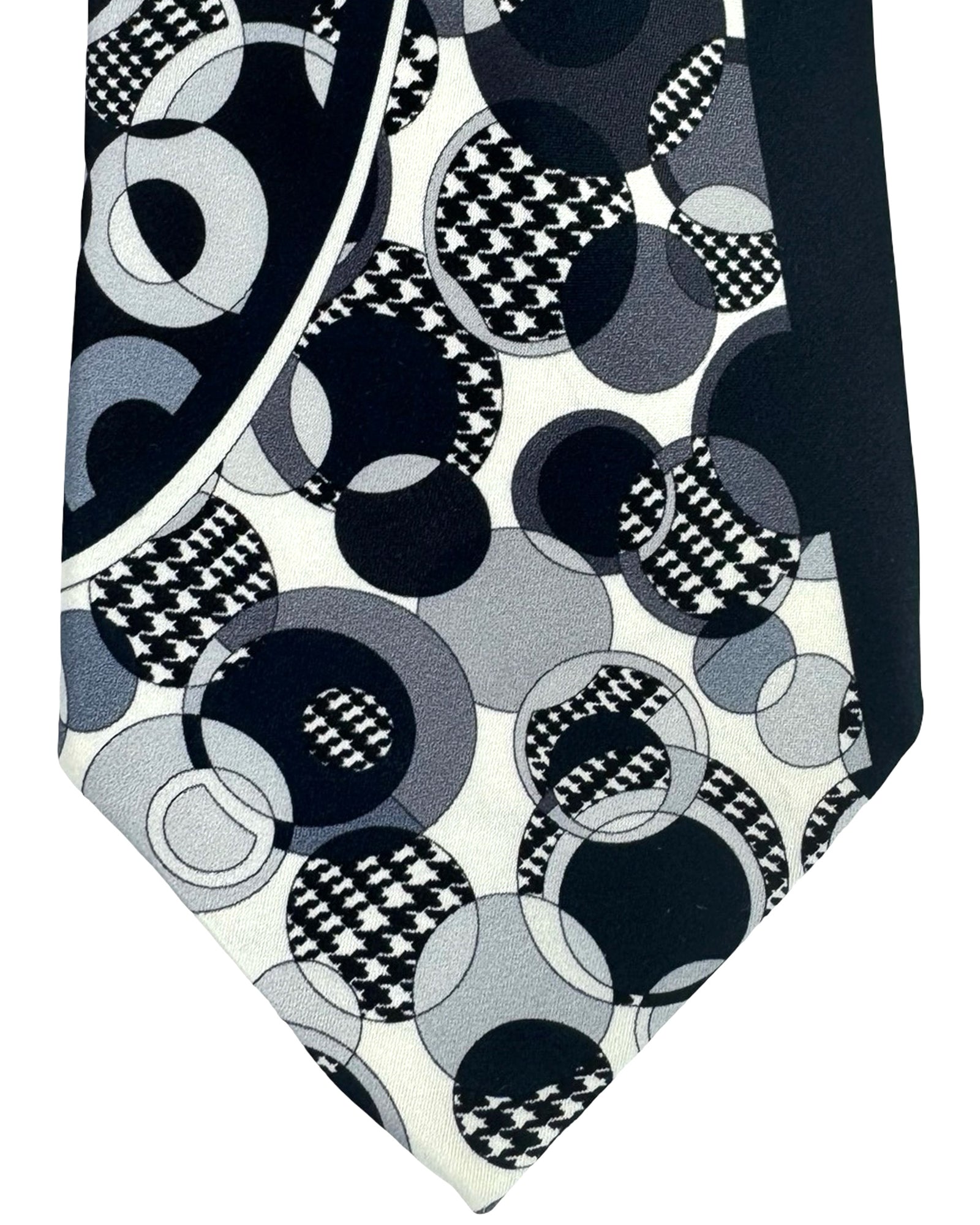Vitaliano Pancaldi Silk Tie Black Gray Polka Dots
