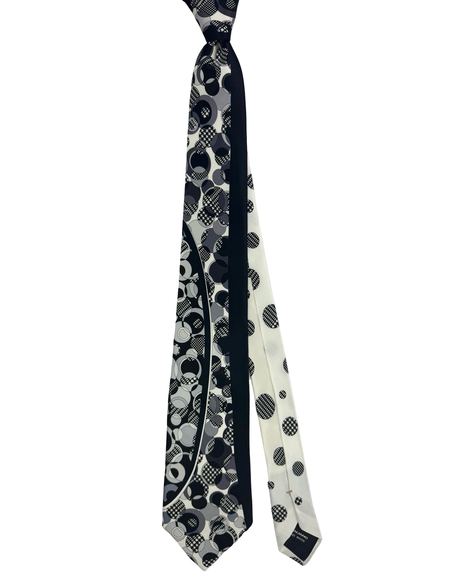 Vitaliano Pancaldi Silk Tie Black Gray Polka Dots