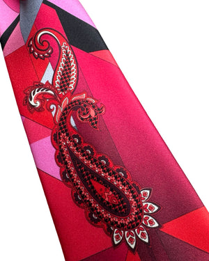 Vitaliano Pancaldi Silk Tie Black Red Paisley