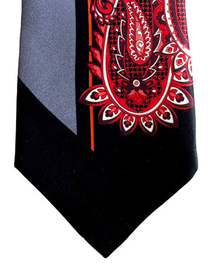 Vitaliano Pancaldi Silk Tie Black Red Paisley 