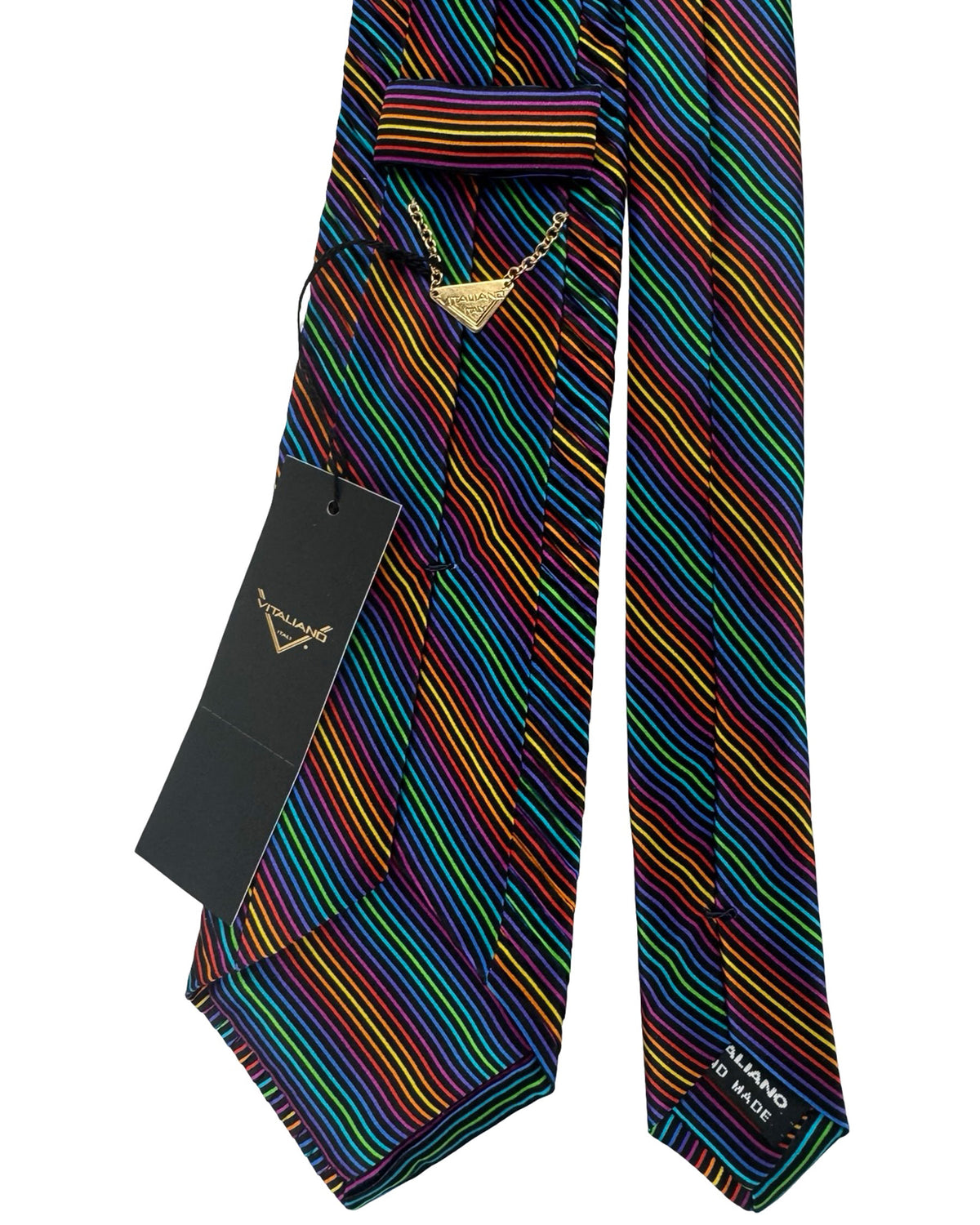 Vitaliano Pancaldi Pleated Silk Tie Striped Design