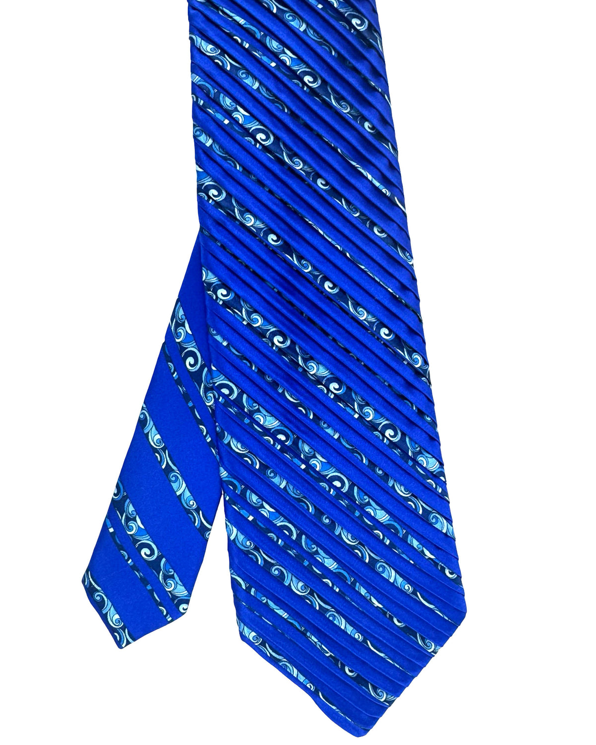 Vitaliano Pancaldi Tie Pleated Silk Royal Blue Design
