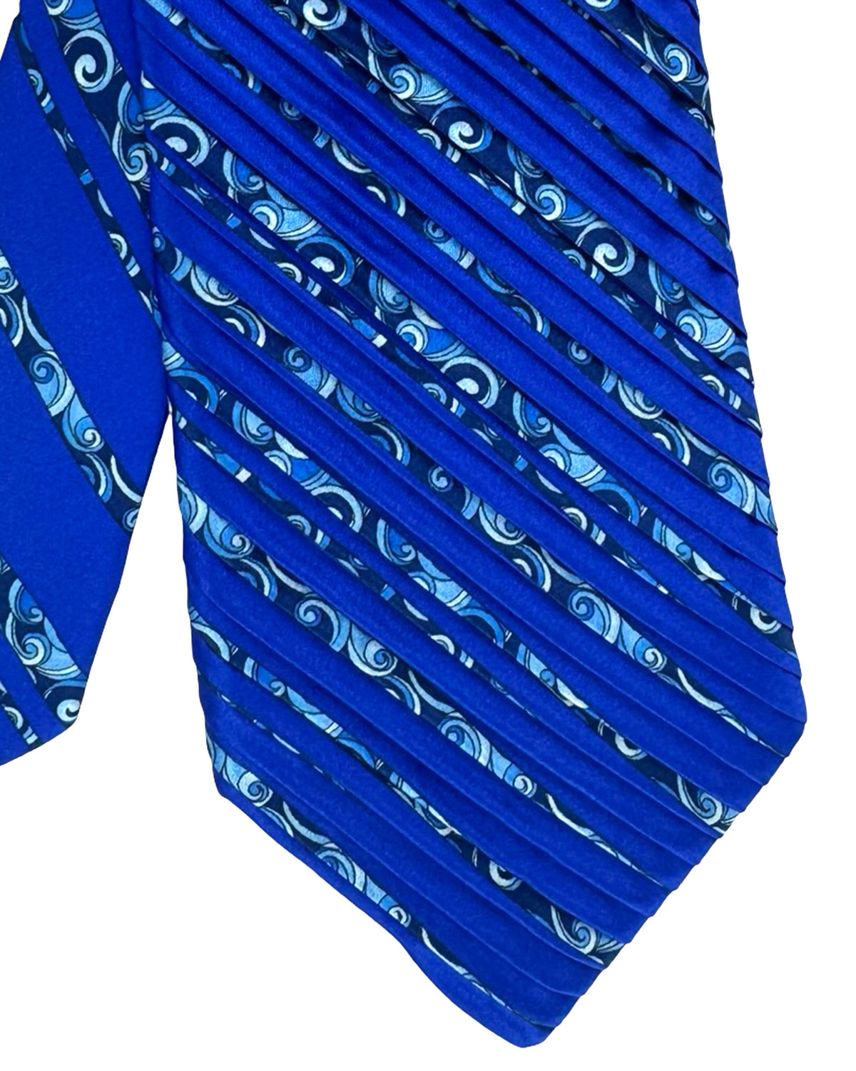 Vitaliano Pancaldi Tie Pleated Silk Royal Blue Design