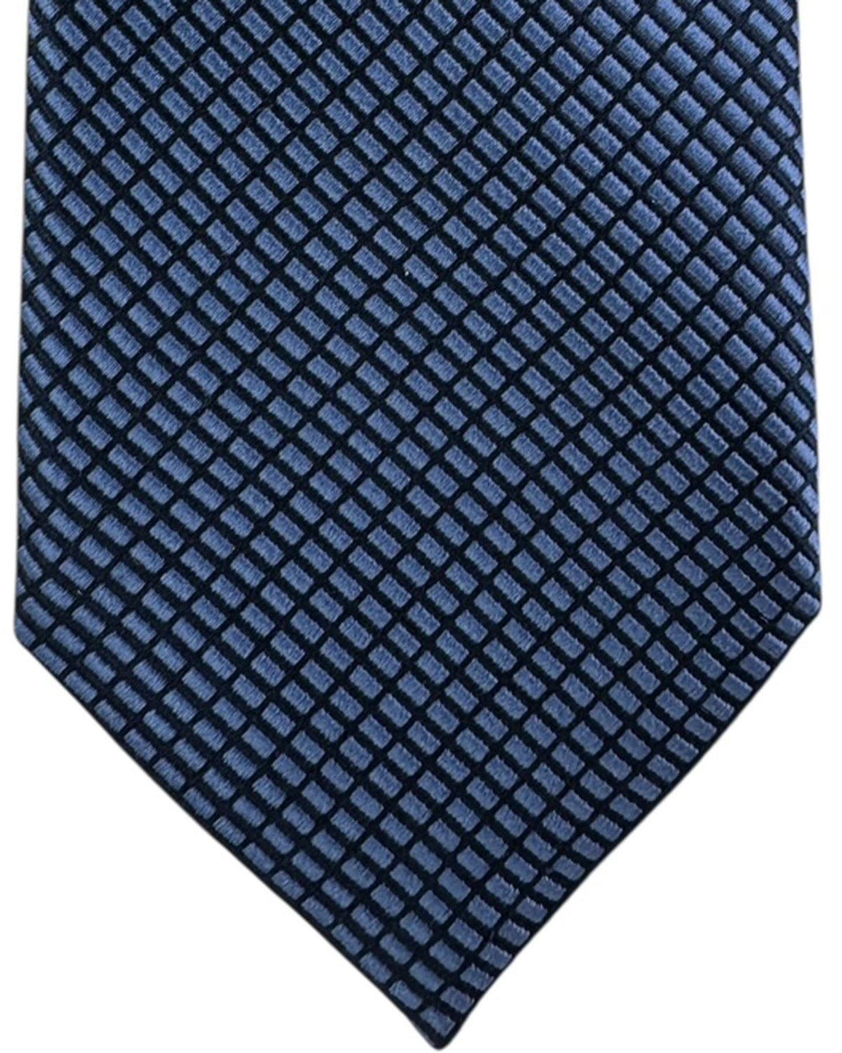 Ermenegildo Zegna Tie Midnight Blue With Black Basketweave