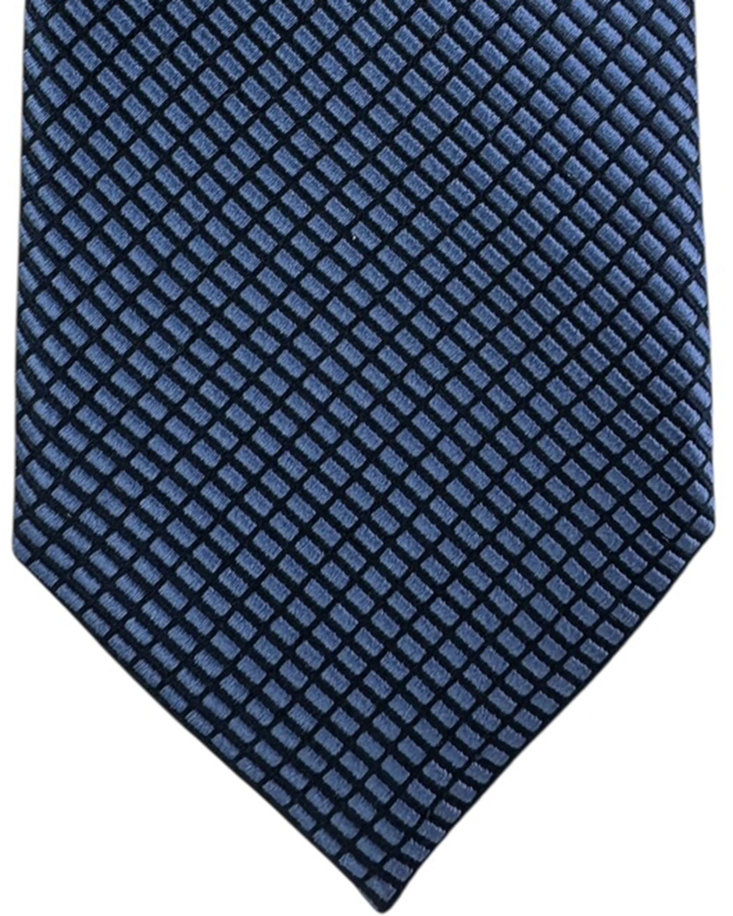 Ermenegildo Zegna Tie Midnight Blue With Black Basketweave