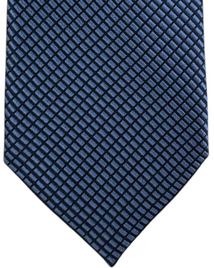 Ermenegildo Zegna Tie Midnight Blue With Black Basketweave