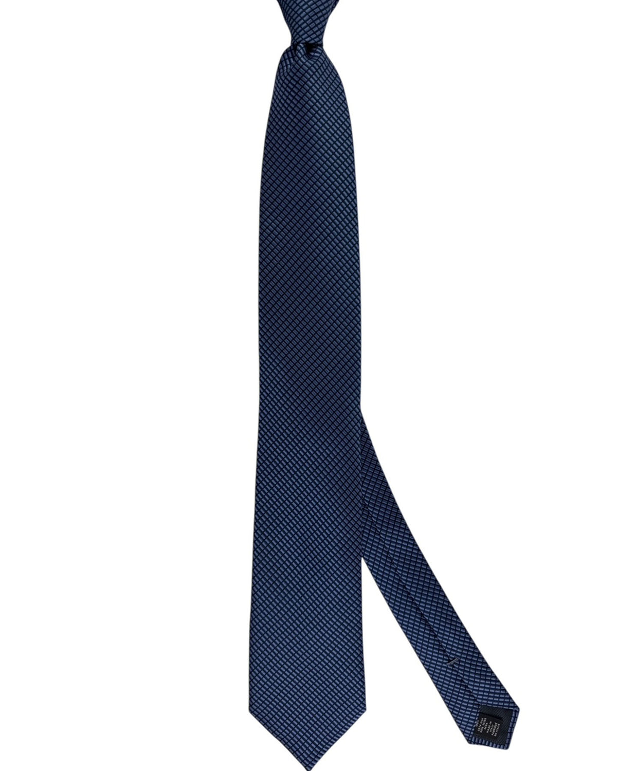 Ermenegildo Zegna Tie Midnight Blue With Black Basketweave